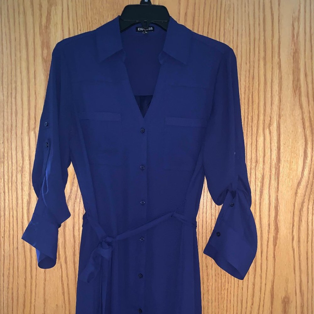 EXPRESS Button Shirt Dress - Navy